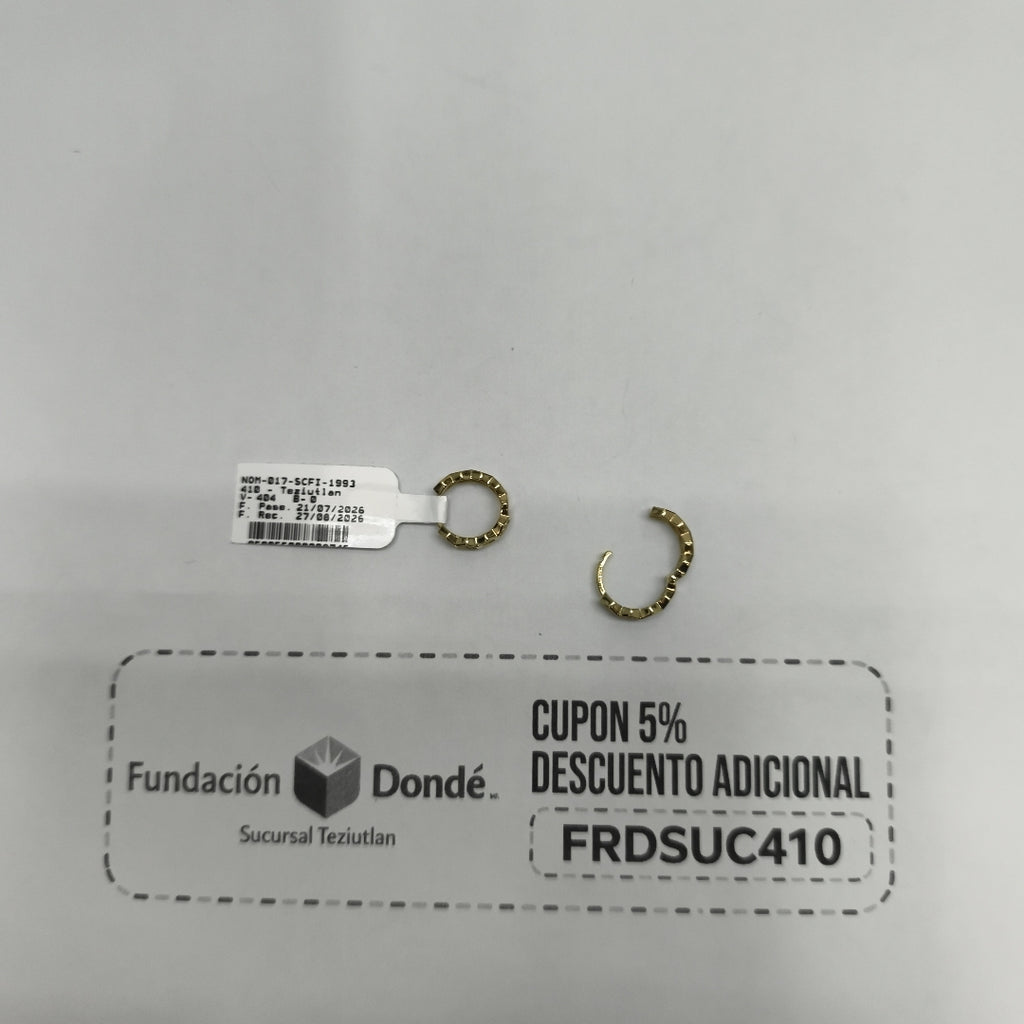 ARETES HUGGIES HEXAGONALES C CIRCONIAS 14K 2.7 GR (NUEVO)