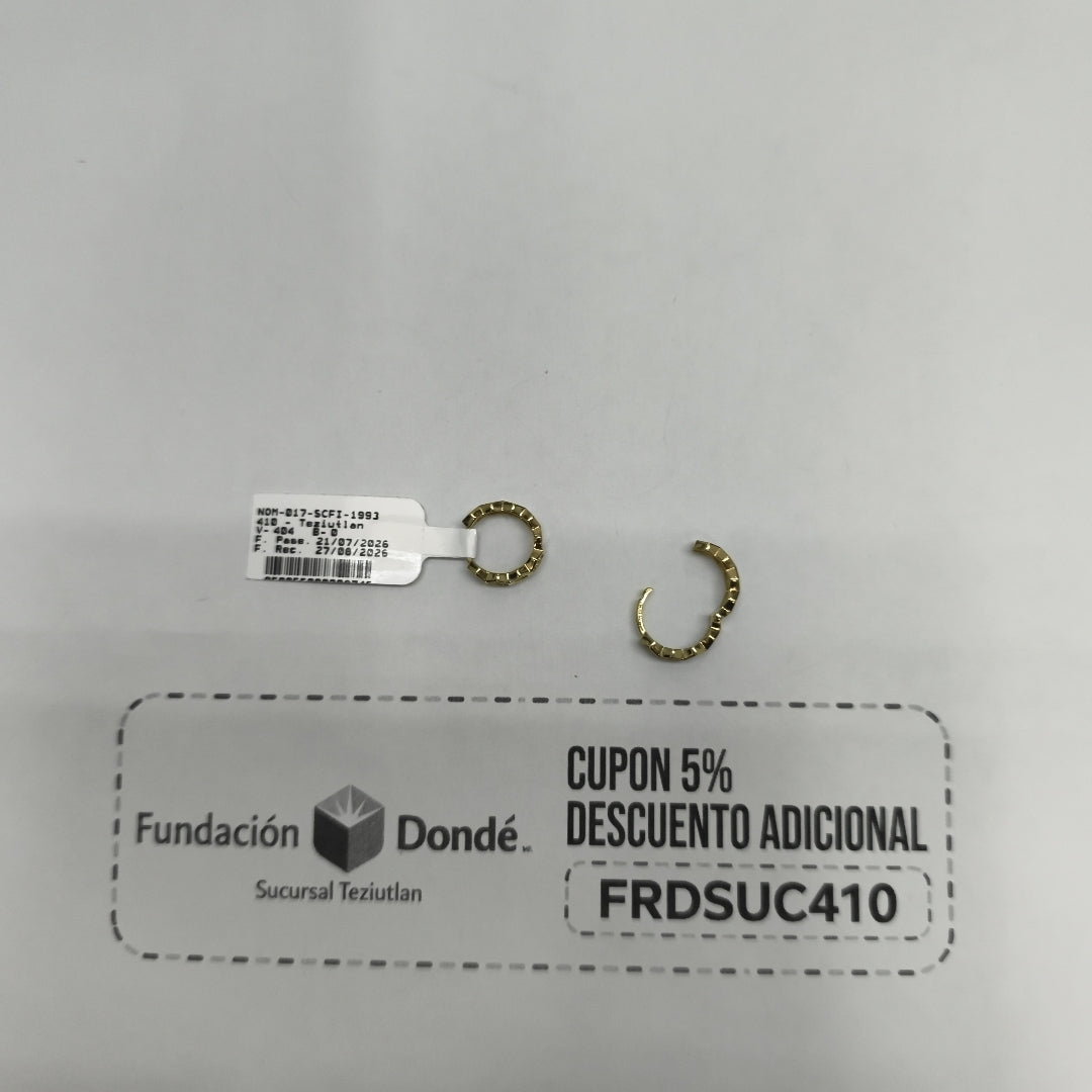 ARETES HUGGIES HEXAGONALES C CIRCONIAS 14K 2.7 GR (NUEVO)