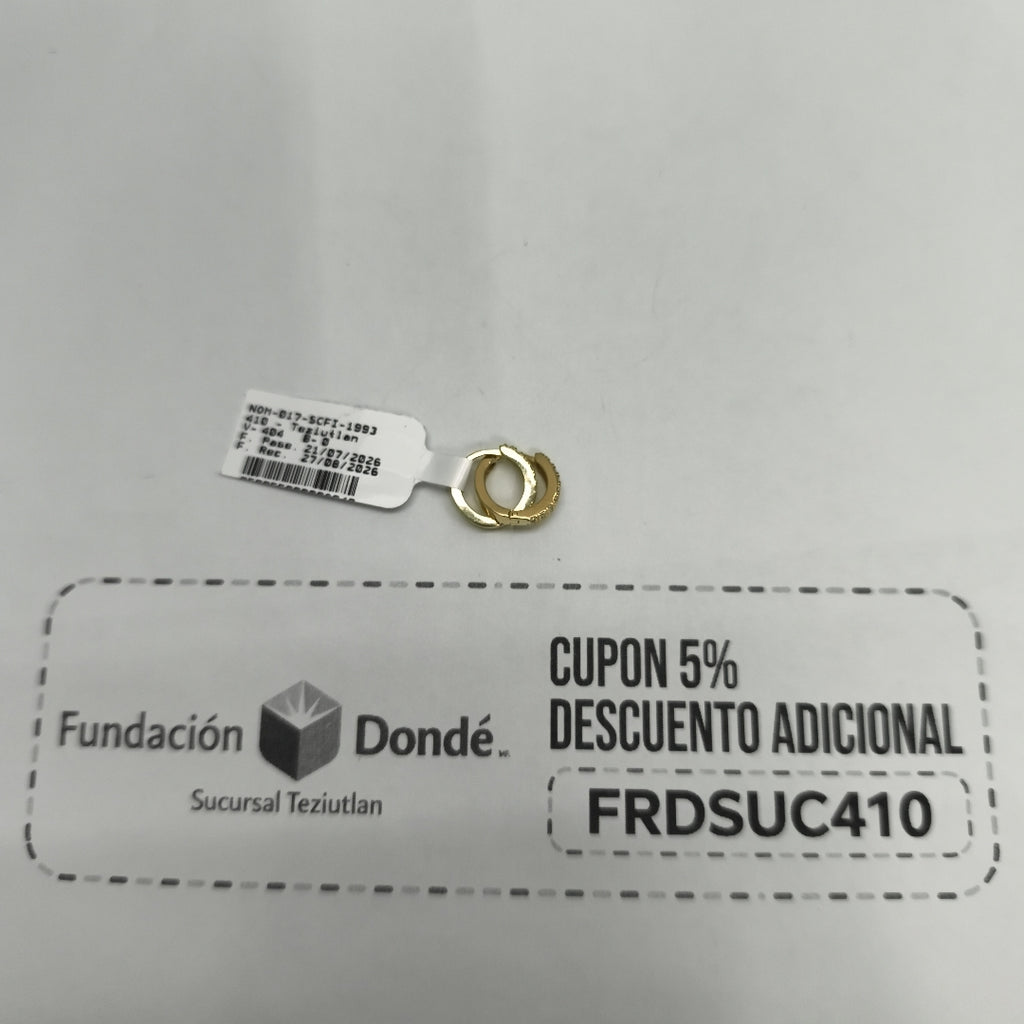 ARETES HUGGIES C CIRCONIAS 14K 1.8 GR (NUEVO)