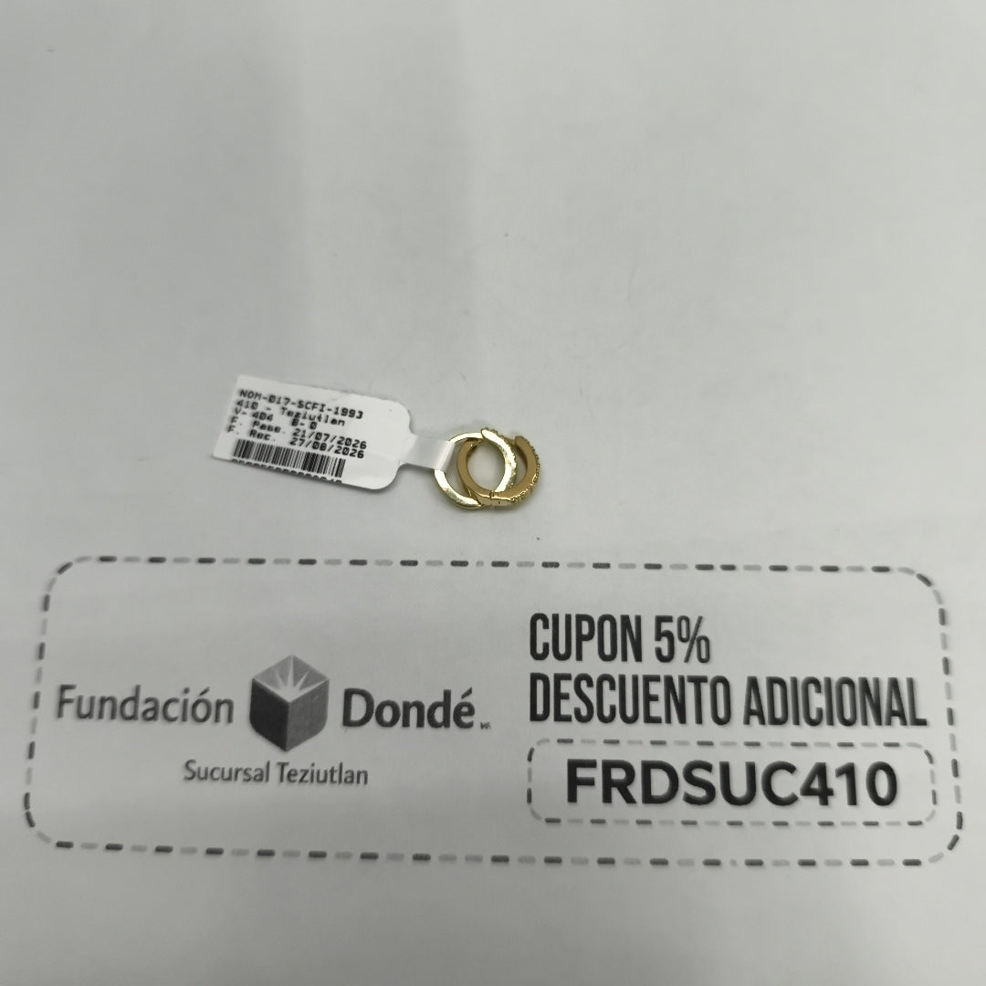 ARETES HUGGIES C CIRCONIAS 14K 1.8 GR (NUEVO)