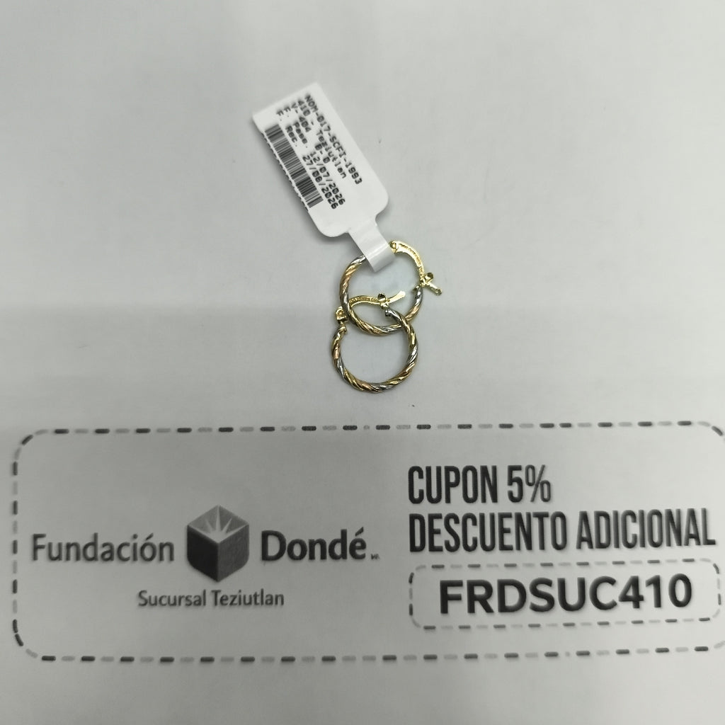 ARETES ARRACADAS COMBINADAS 14K 2.1 GR (NUEVO)