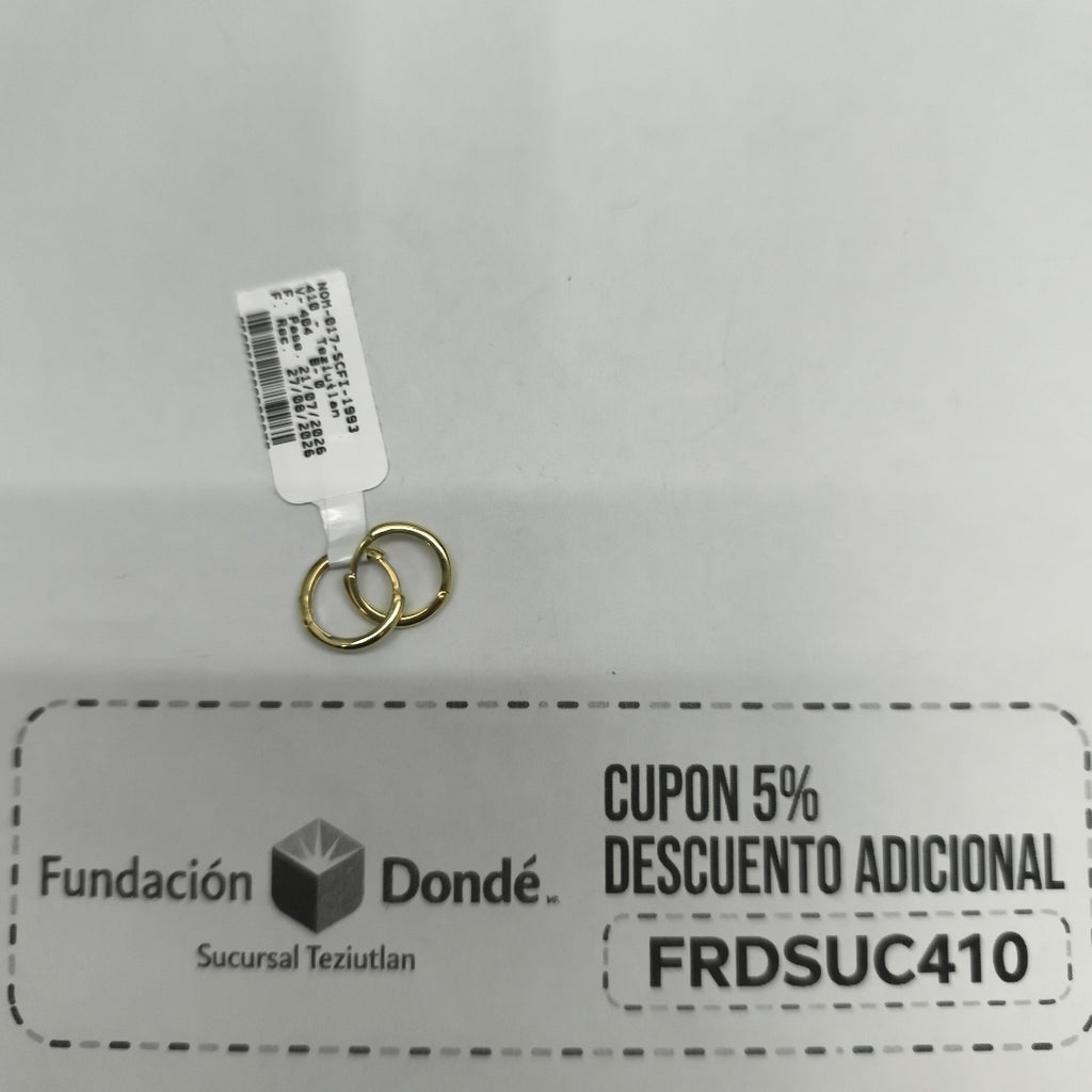 ARETES HUGGIES LISAS 14K 1.4 GR (NUEVO)
