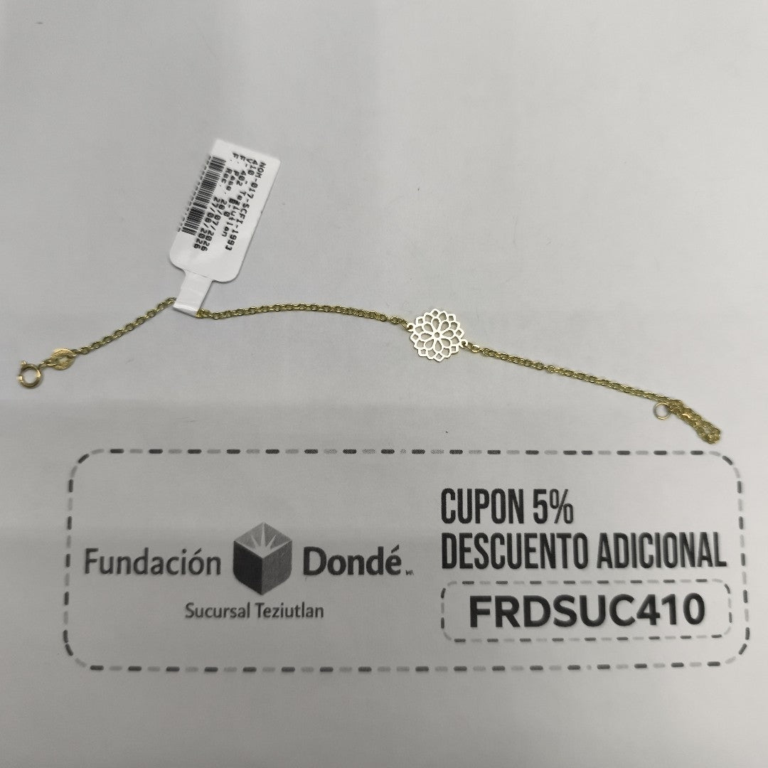 PULSERA TEJIDO ESPECIAL CON MANDALA 14K 18 CM 1.3 GR (NUEVO)
