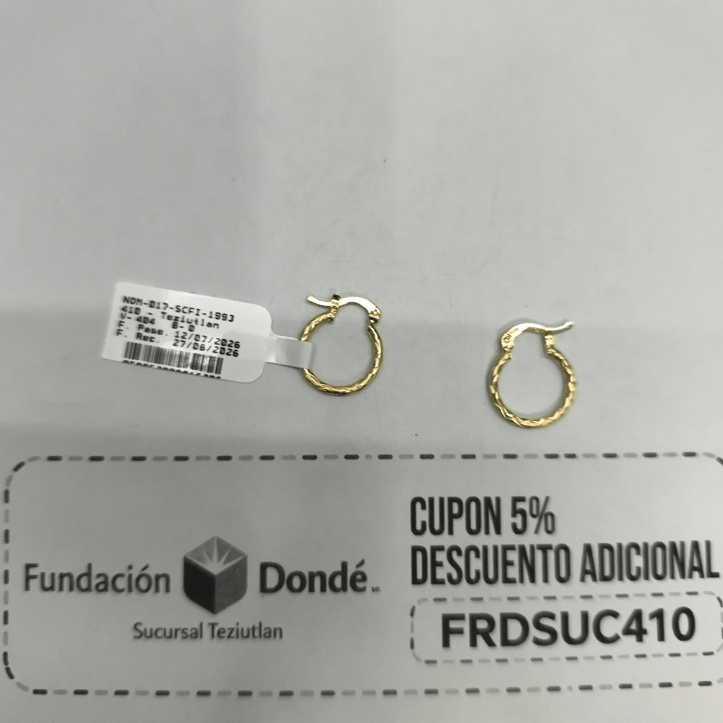 ARETES ARRACADAS TRENZADAS 14K 18 1.6 GR (NUEVO)