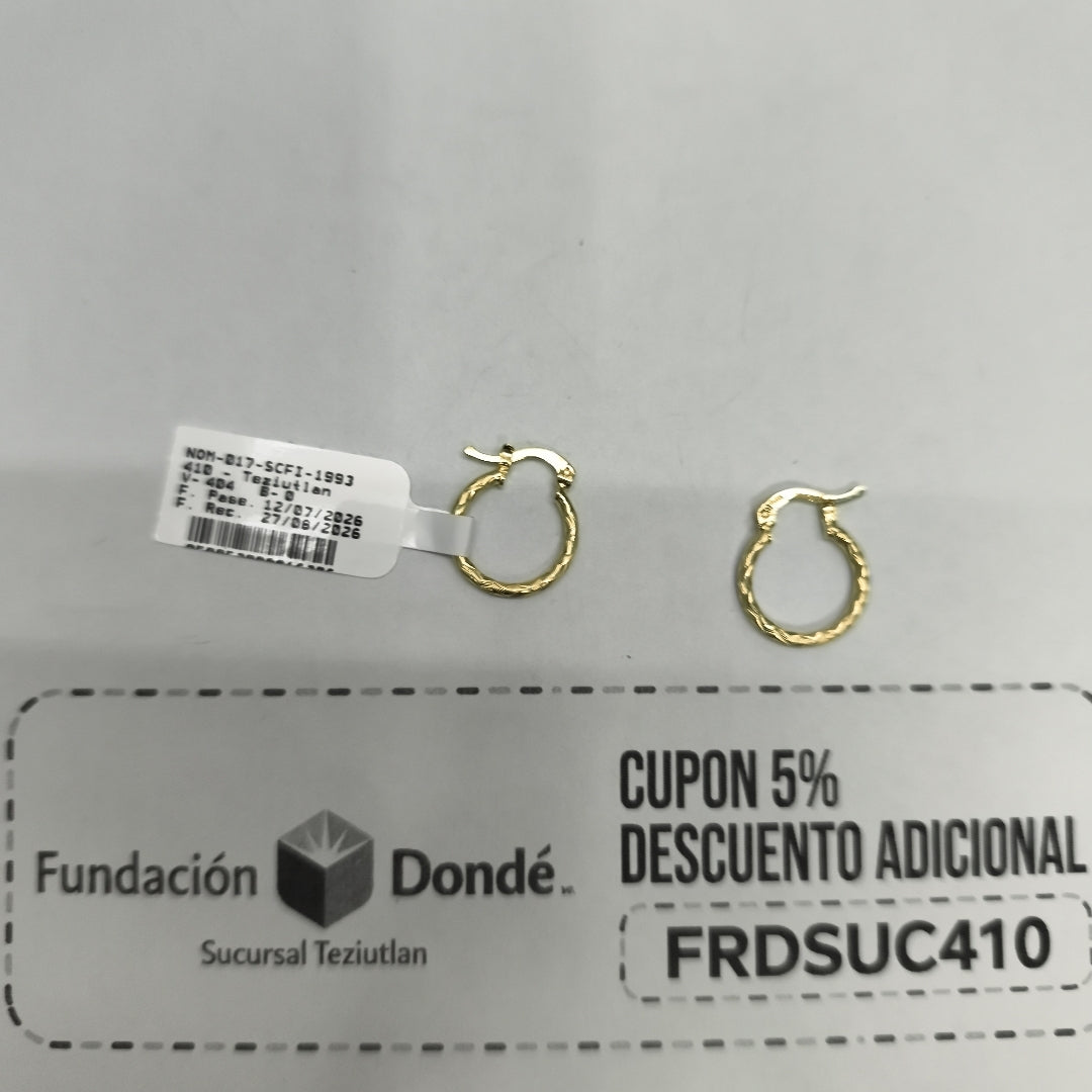 ARETES ARRACADAS TRENZADAS 14K 18 1.6 GR (NUEVO)