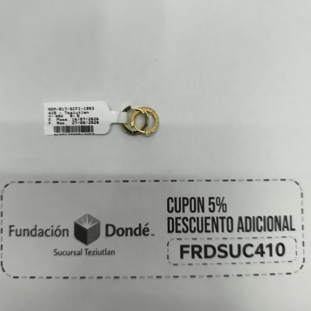 ARETES HUGGIES CON CIRCONIAS 14K 2.2 GR (NUEVO)