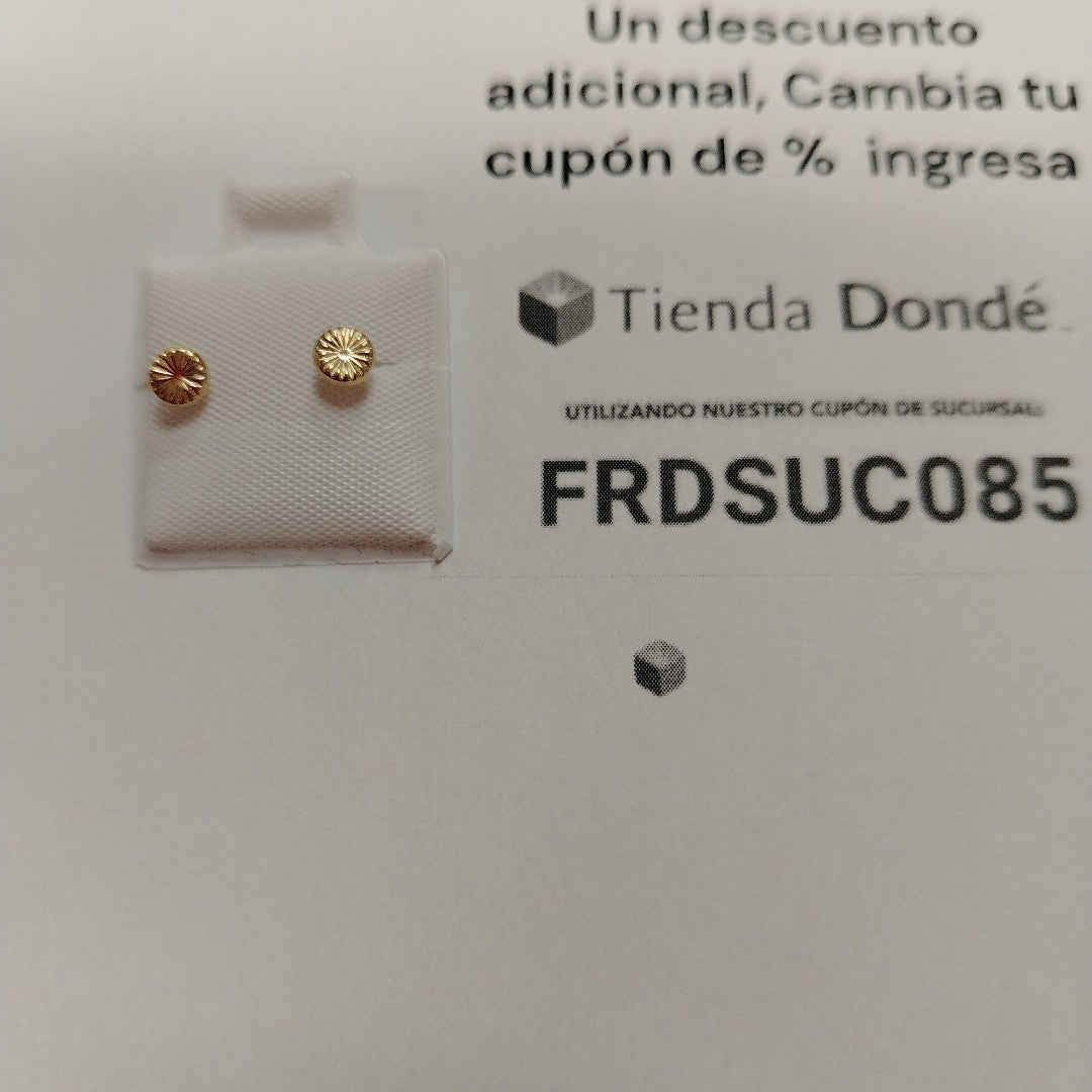 BROQUELES BROQUEL FIG BOTON RAYADO 14K 0.1577 GR (NUEVO)