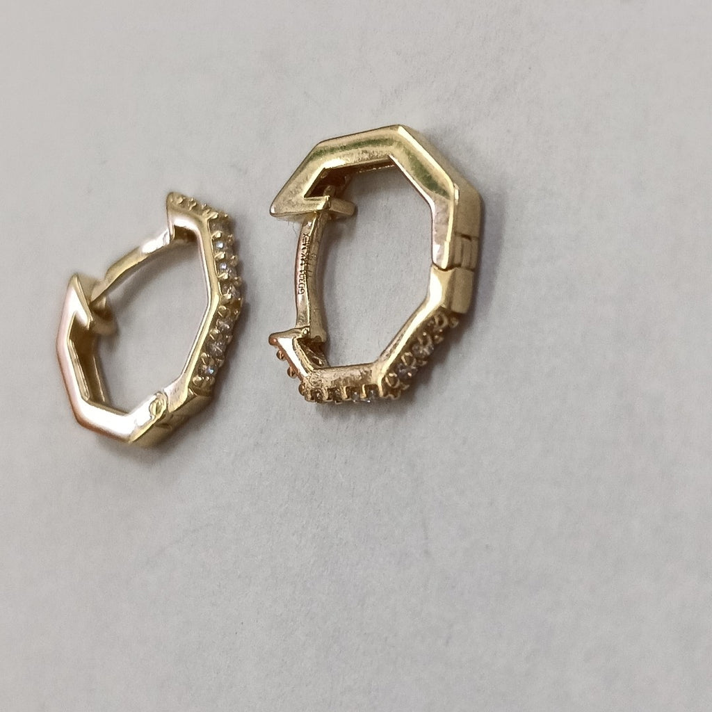 ARETES HUGIES C CIRCONIAS 14K 1.5 GR (NUEVO)