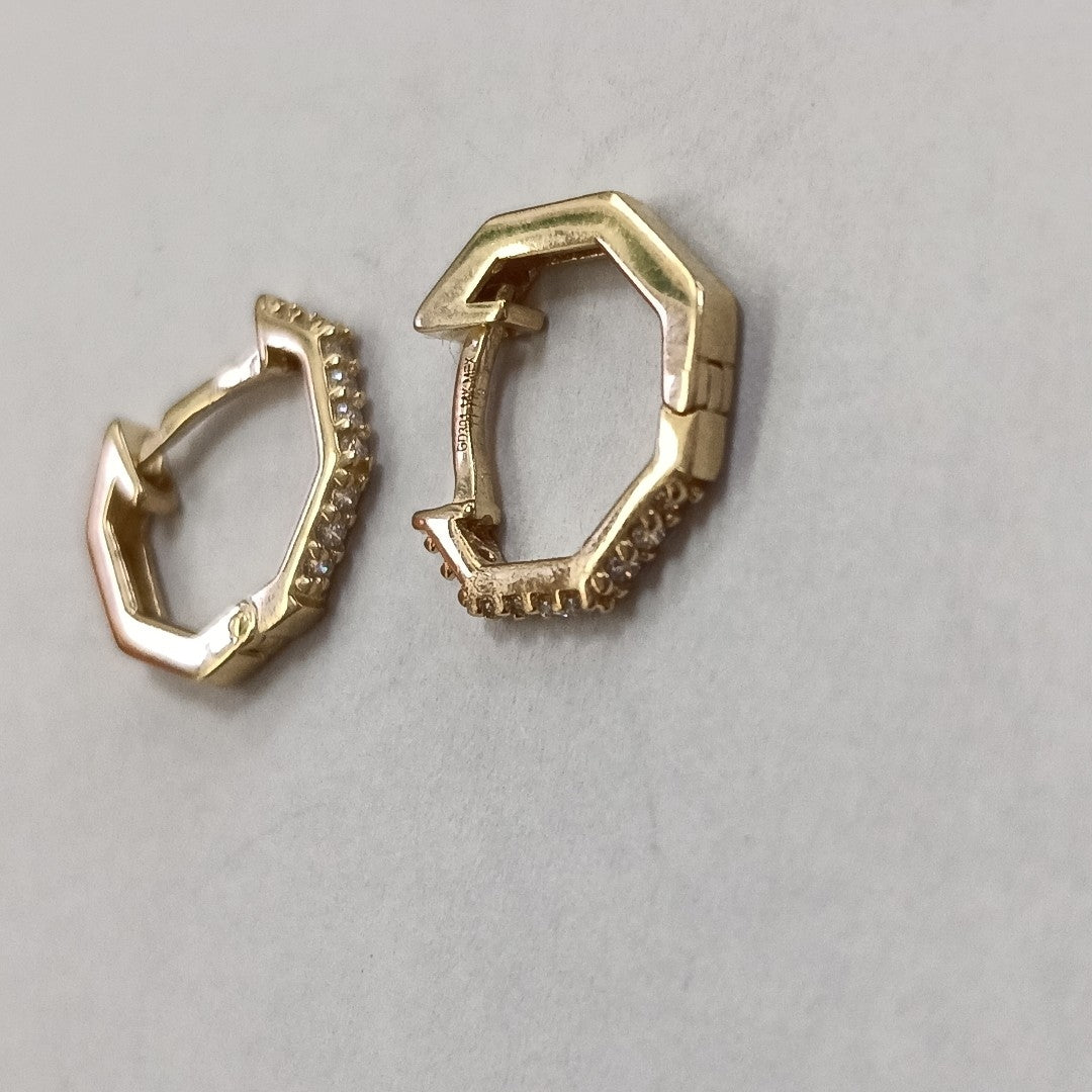 ARETES HUGIES C CIRCONIAS 14K 1.5 GR (NUEVO)