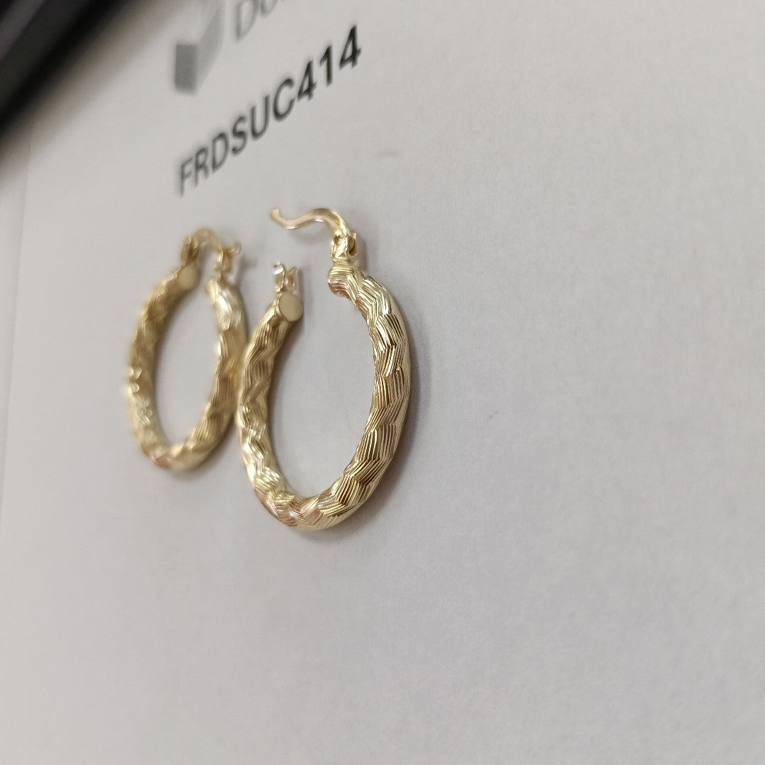 ARETES TEJIDO ARRACADA LABRADA 14K 2.8 GR (NUEVO)