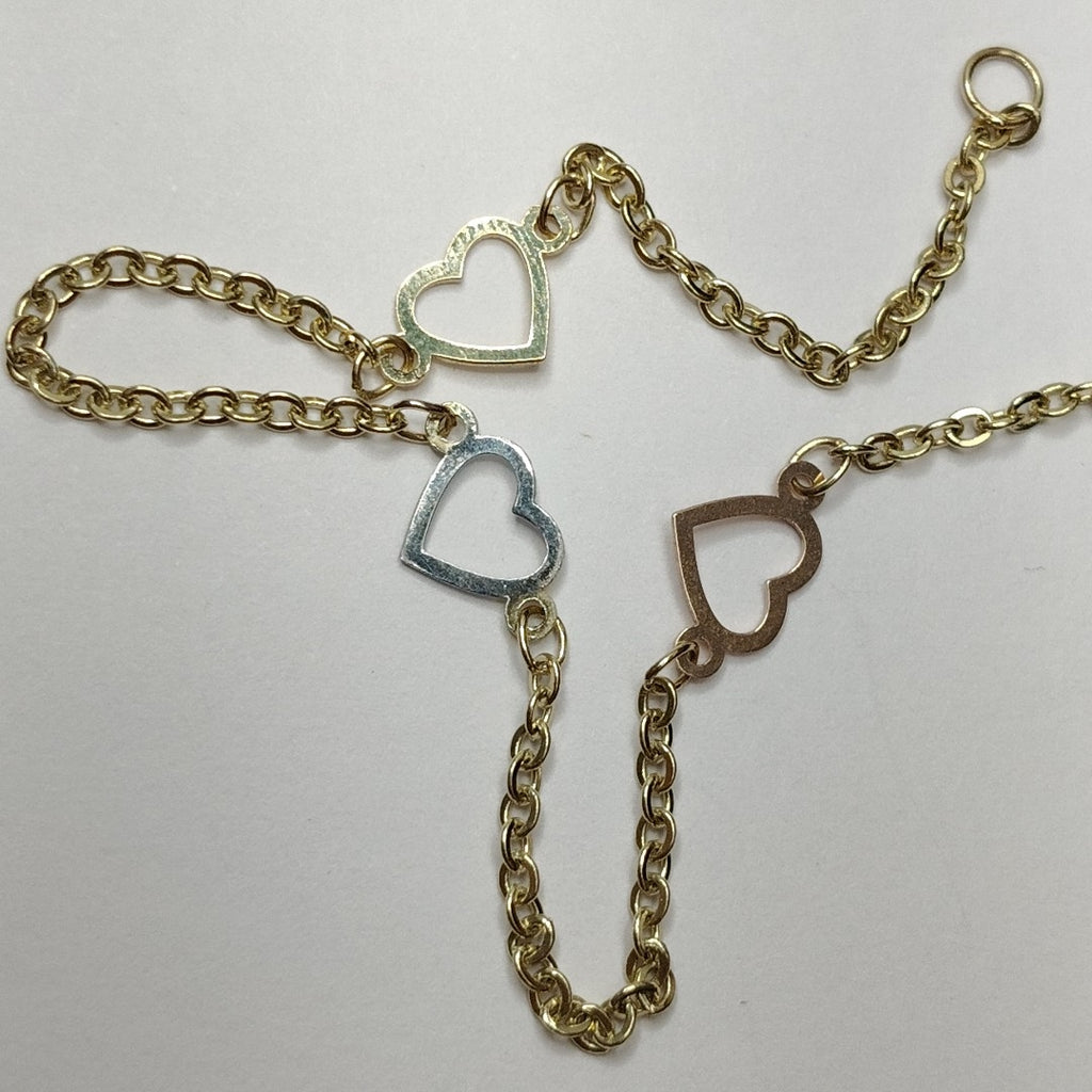 PULSERA ESPECIAL CON CORAZONES 14K 18 CM 1.2 GR (NUEVO)