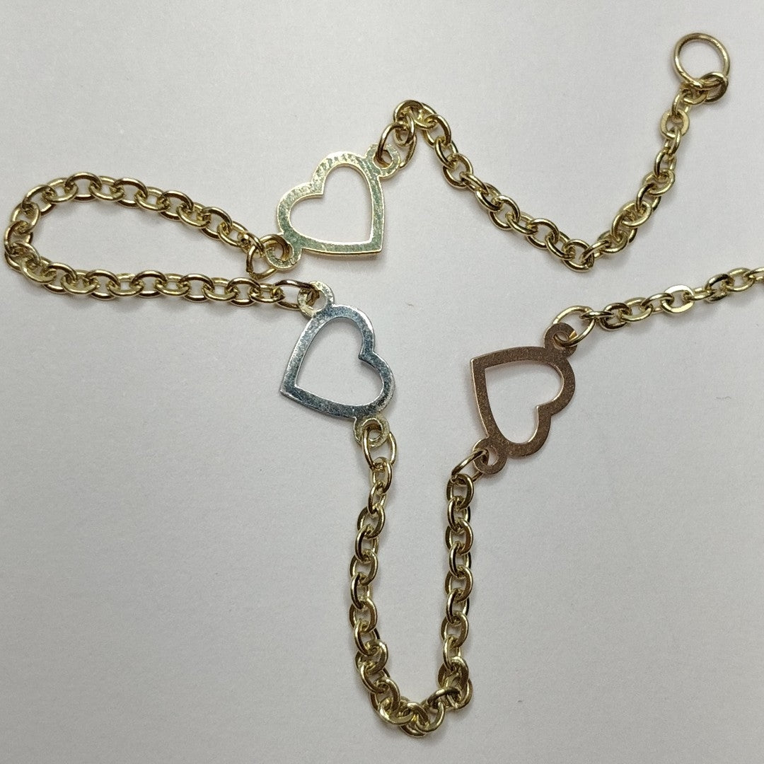 PULSERA ESPECIAL CON CORAZONES 14K 18 CM 1.2 GR (NUEVO)