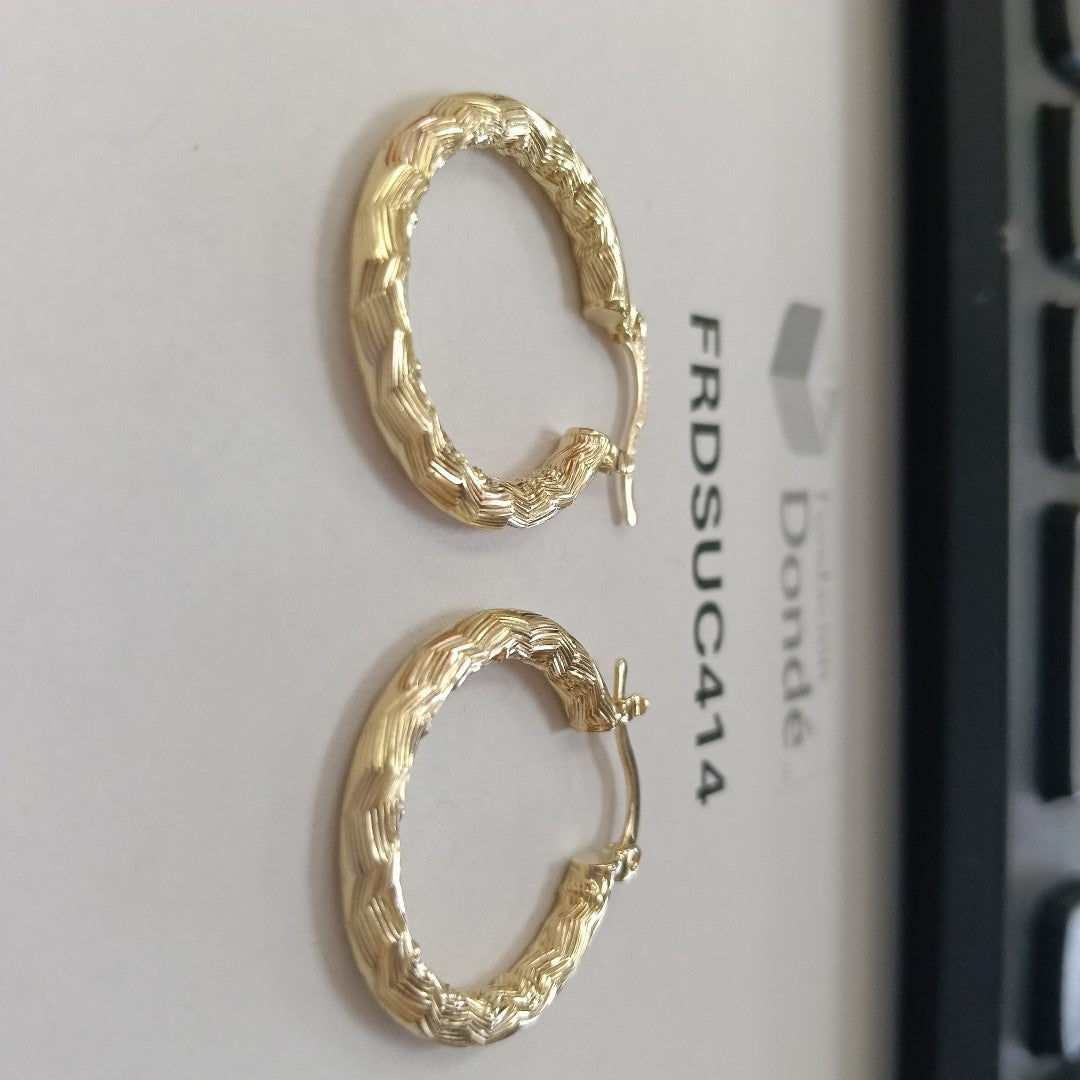 ARETES TEJIDO ARRACADA LABRADA 14K 2.6 GR (NUEVO)