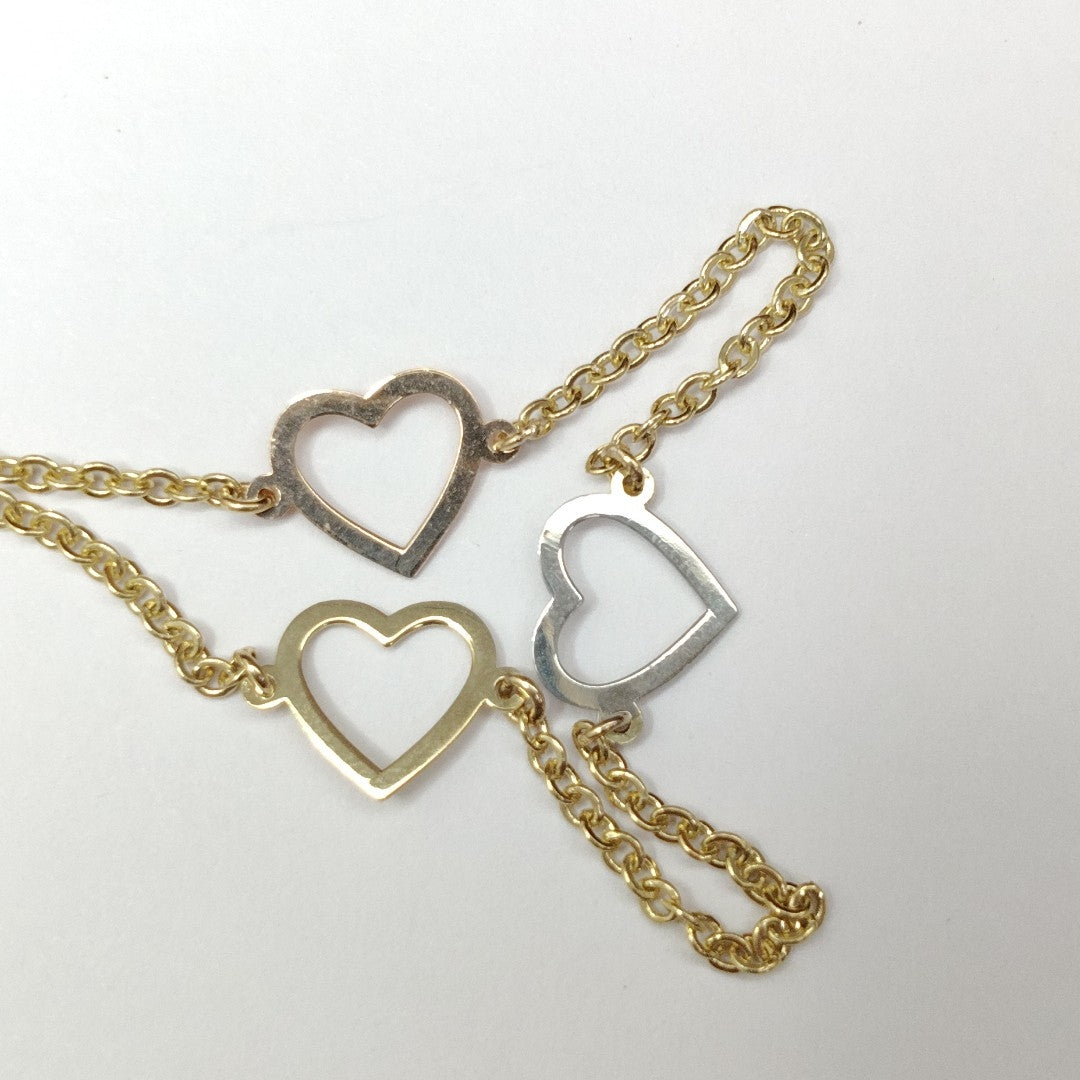 PULSERA ESPECIAL CON CORAZONES CONBINADOS 14K 18 CM 1.7 GR (NUEVO)