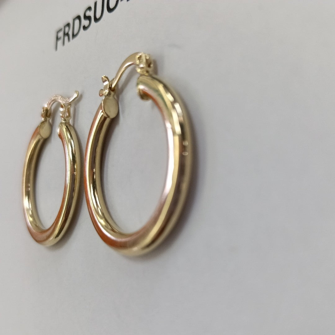ARETES TEJIDO ARRACADA LISA 14K 2.1 GR (NUEVO)