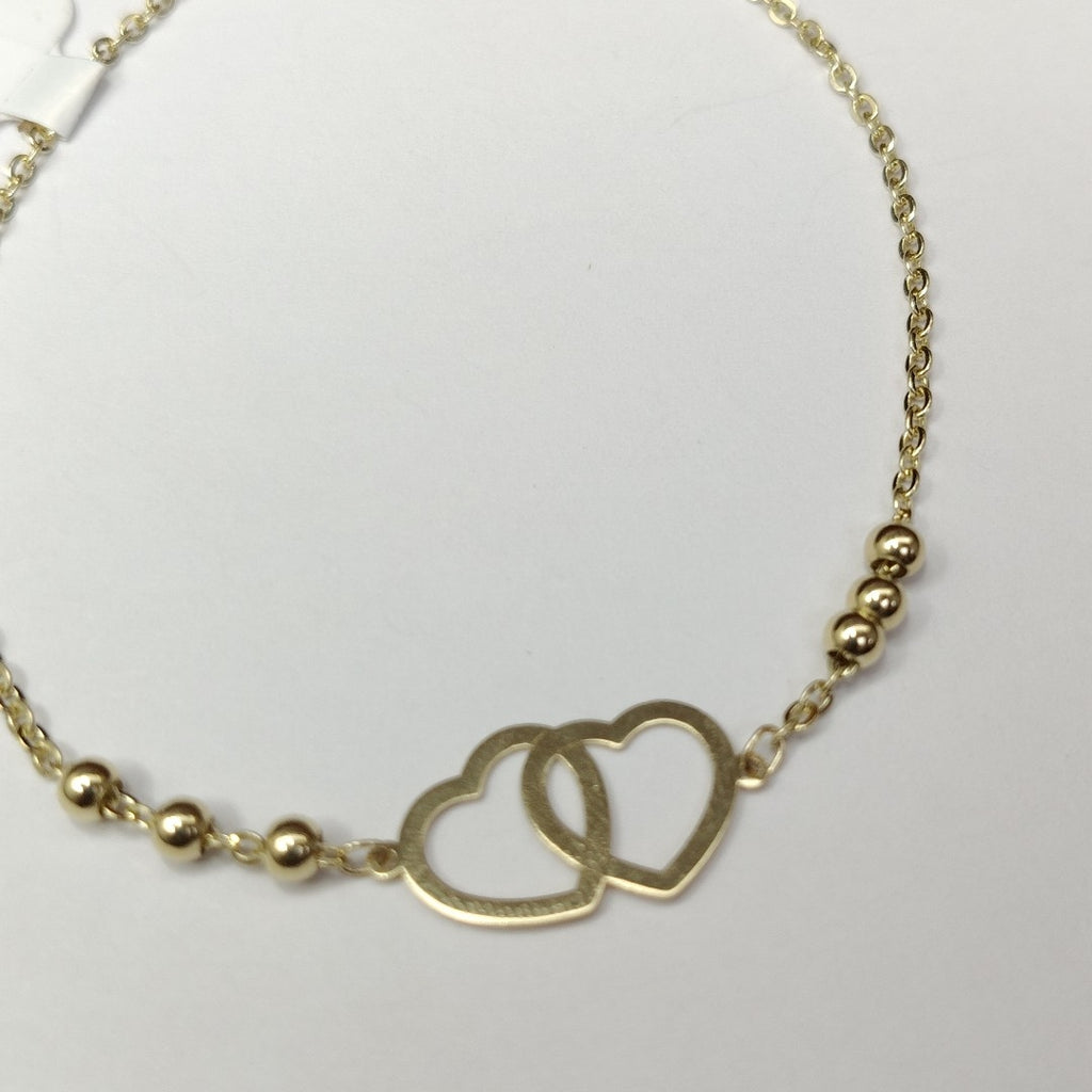PULSERA TEJIDO ESPECIAL C CORAZONES 14K 18 CM 1.7 GR (NUEVO)