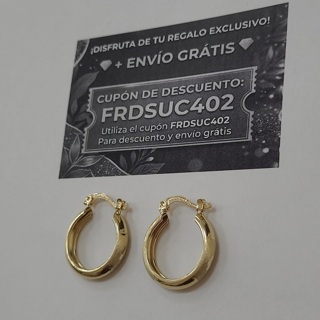 ARETES TEJIDO ARRACADA SATINADA 14K 2.5 GR (NUEVO)