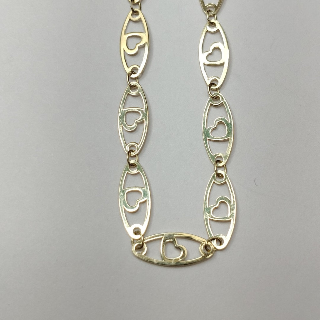PULSERA TEJIDO ESPECIAL CON CORAZON 14K 18 CM 1.3 GR (NUEVO)