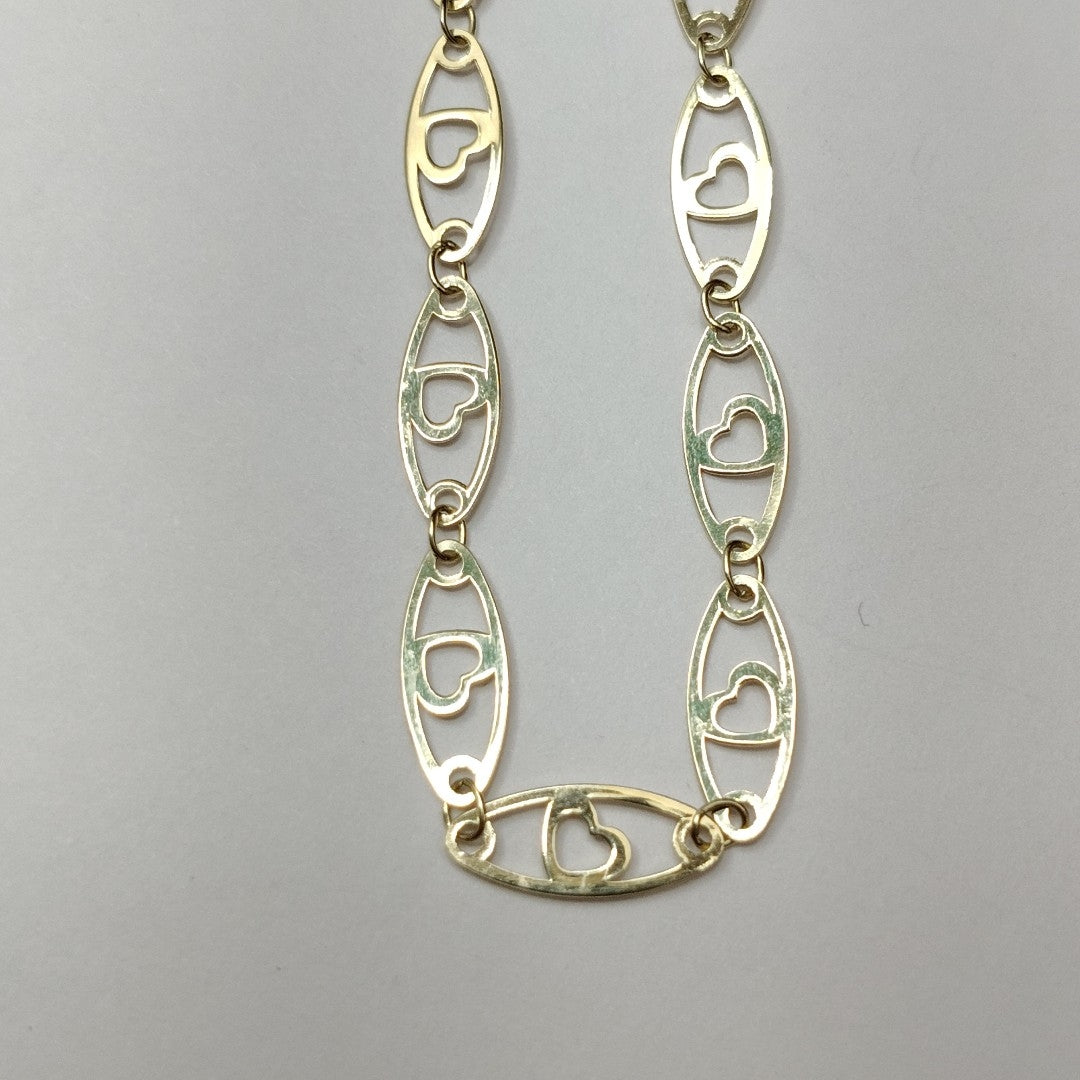 PULSERA TEJIDO ESPECIAL CON CORAZON 14K 18 CM 1.3 GR (NUEVO)