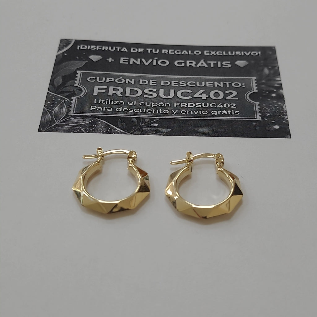 ARETES TEJIDO ARRACADAS FACETADAS 14K 1.8 GR (NUEVO)