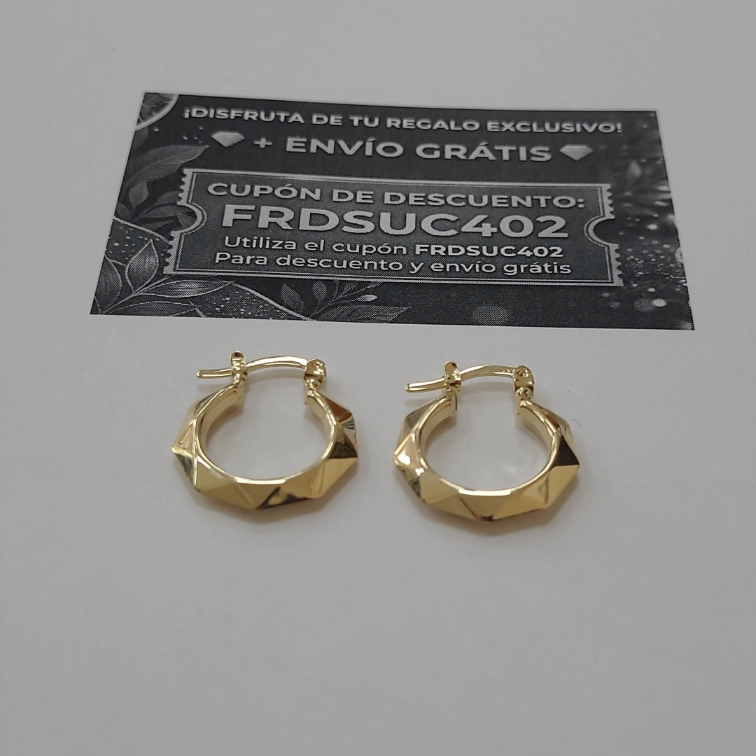 ARETES TEJIDO ARRACADAS FACETADAS 14K 1.8 GR (NUEVO)