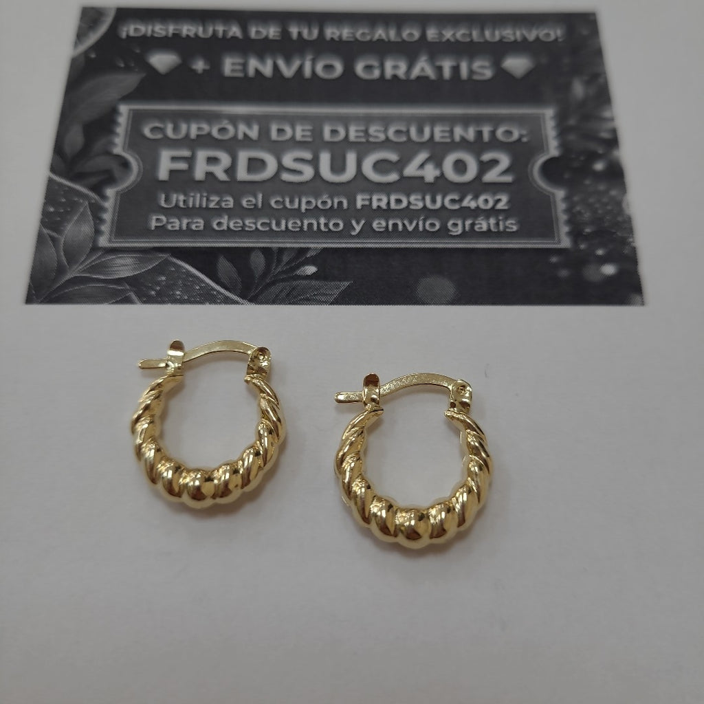 ARETES ARRACADAS TZL HUECAS 14K 1.5 GR (NUEVO)