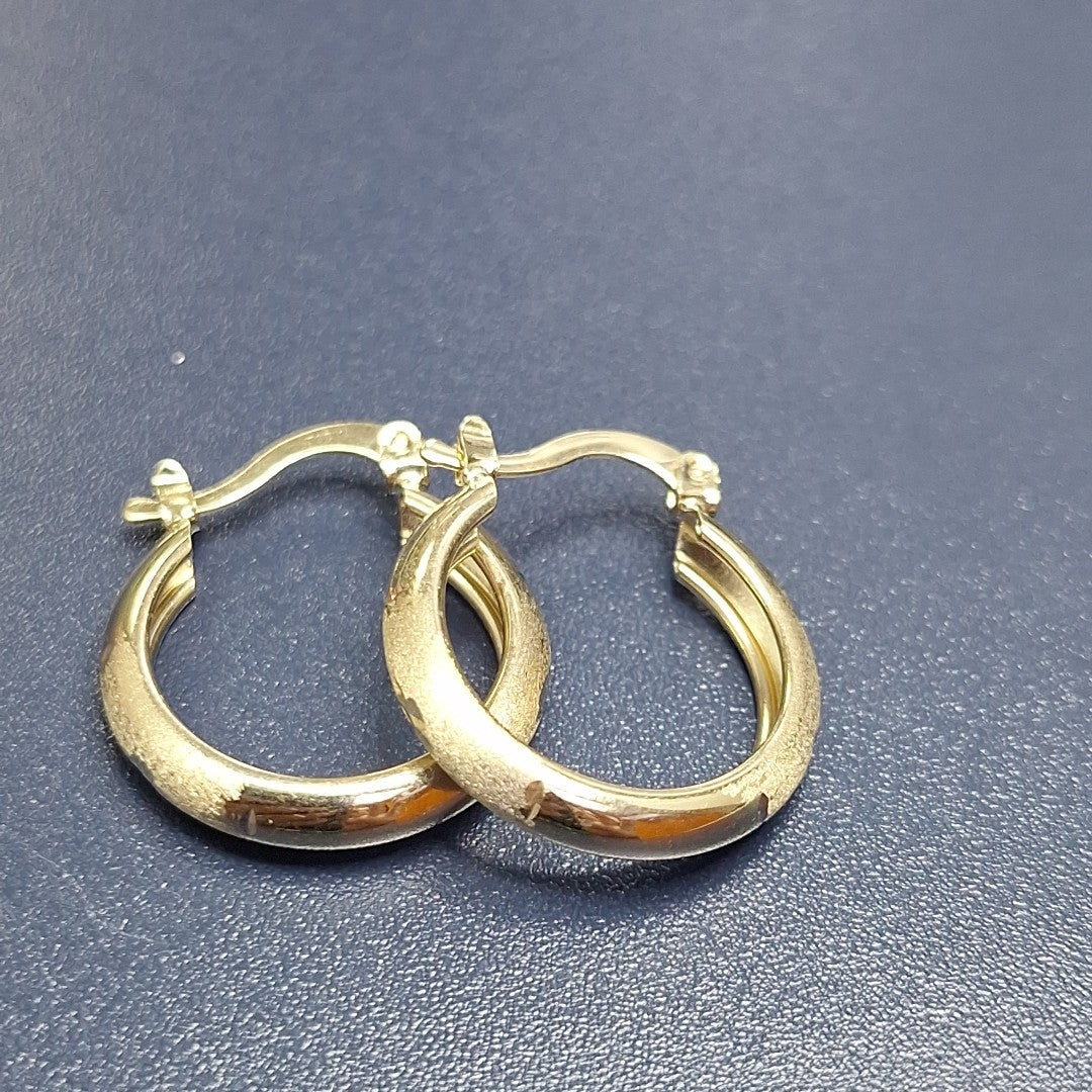 ARETES TEJIDO ARRACADA SATINADA 14K 2.6 GR (NUEVO)
