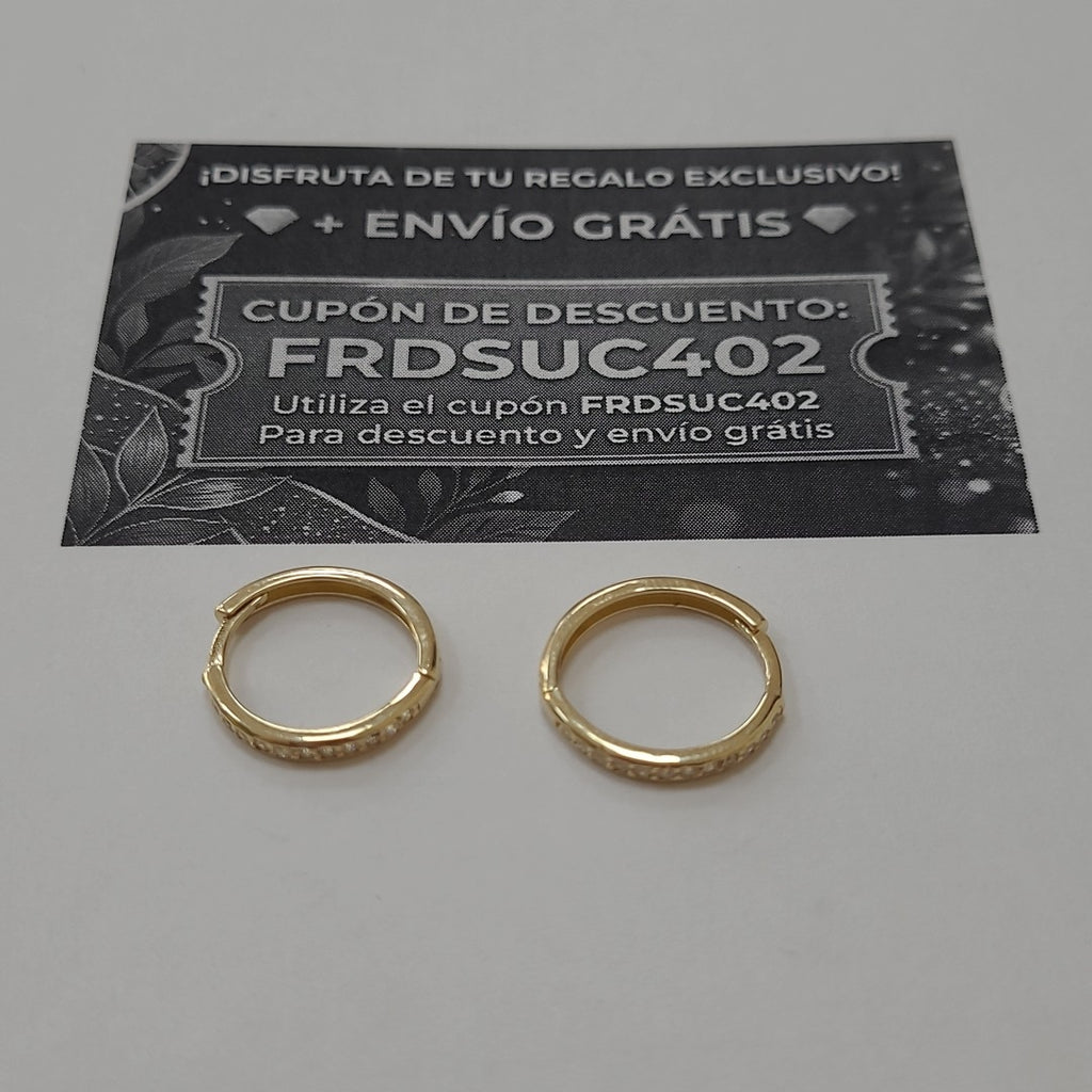 ARETES HUGGIES C CIRCONIA 14K 1.7 GR (NUEVO)