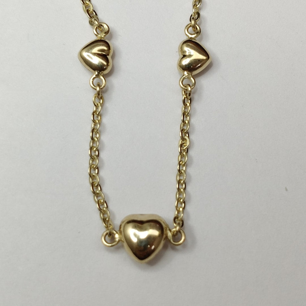 PULSERA TEJIDO ESPECIAL CON CORAZONES 14K 18 CM 1.7 GR (NUEVO)
