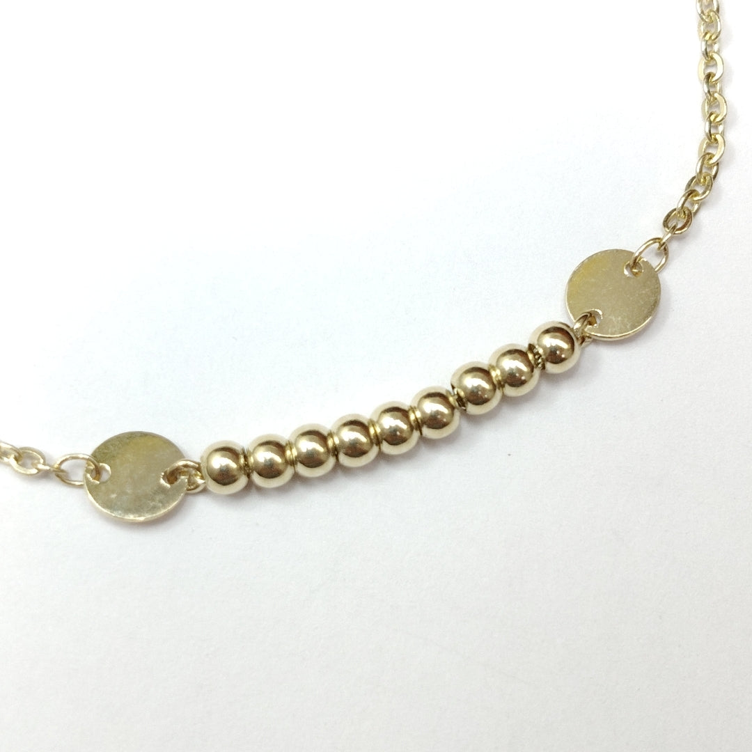 PULSERA TEJIDO ESPECIAL CON BOLITAS 14K 18 CM 1.8 GR (NUEVO)