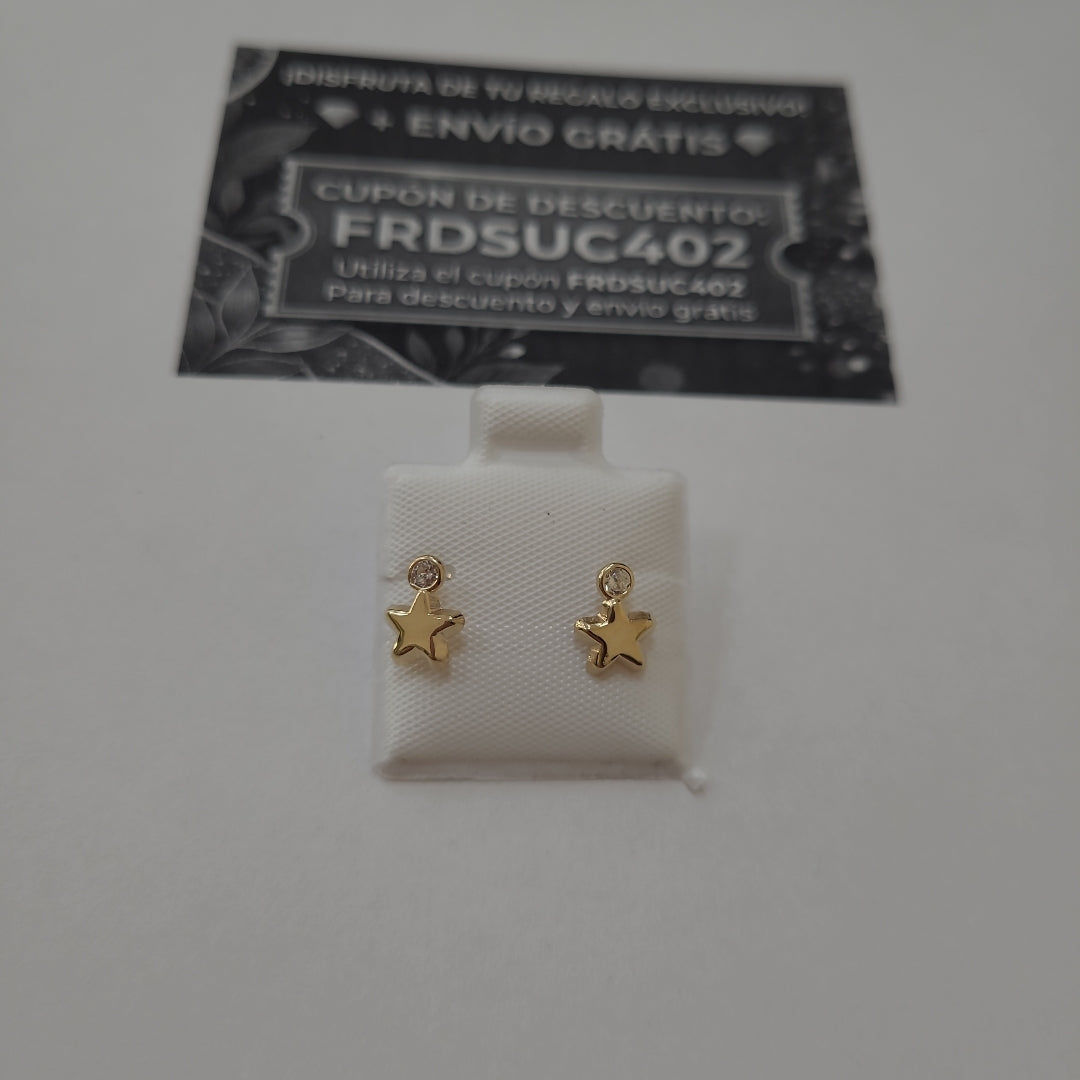 BROQUELES BROQUEL FIG ESTRELLA C CIRCONIA 14K 0.2603 GR (NUEVO)