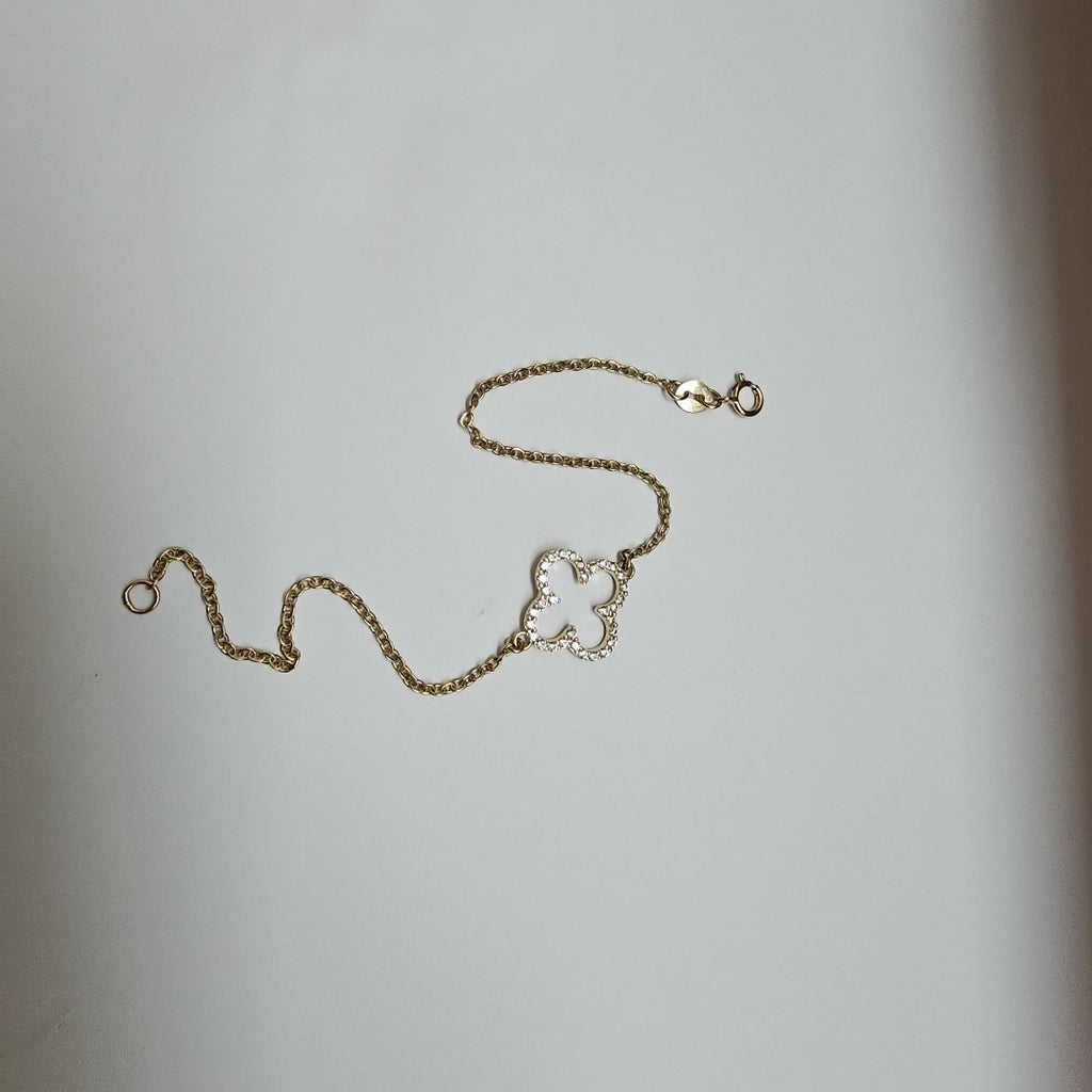 PULSERA TEJIDO ESPECIAL C CIRCONIAS 14K 18 CM 1.8 GR (NUEVO)
