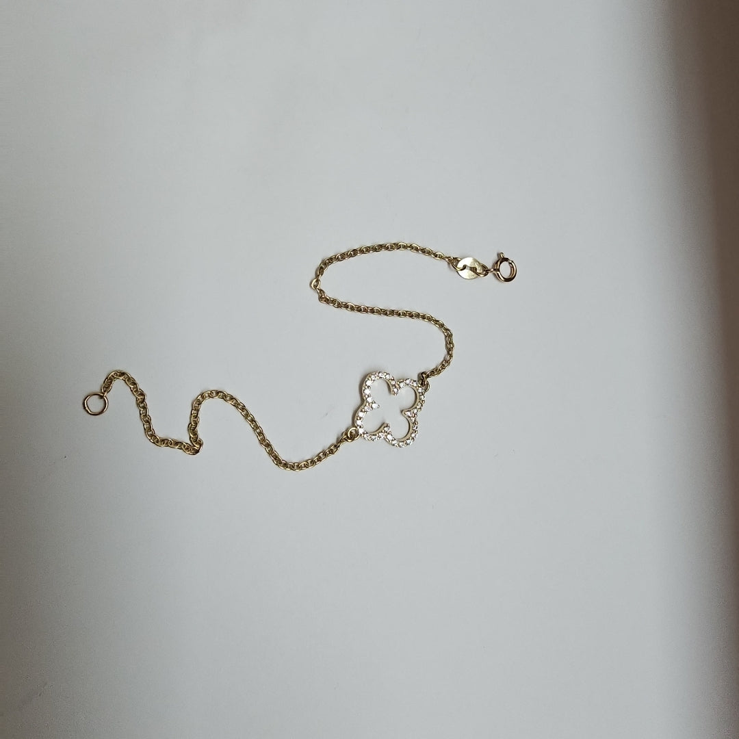 PULSERA TEJIDO ESPECIAL C CIRCONIAS 14K 18 CM 1.8 GR (NUEVO)