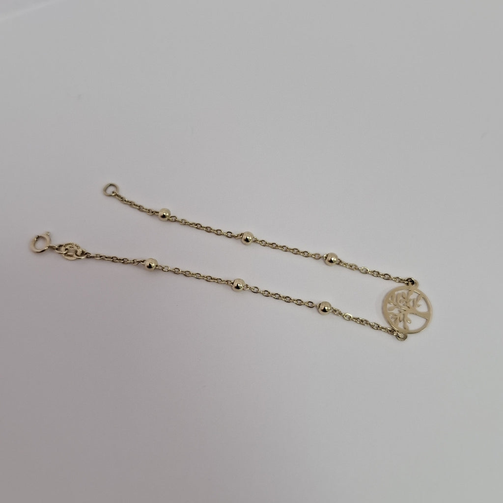 PULSERA TEJIDO ESPECIAL ARBOL 14K 18 CM 1.8 GR (NUEVO)