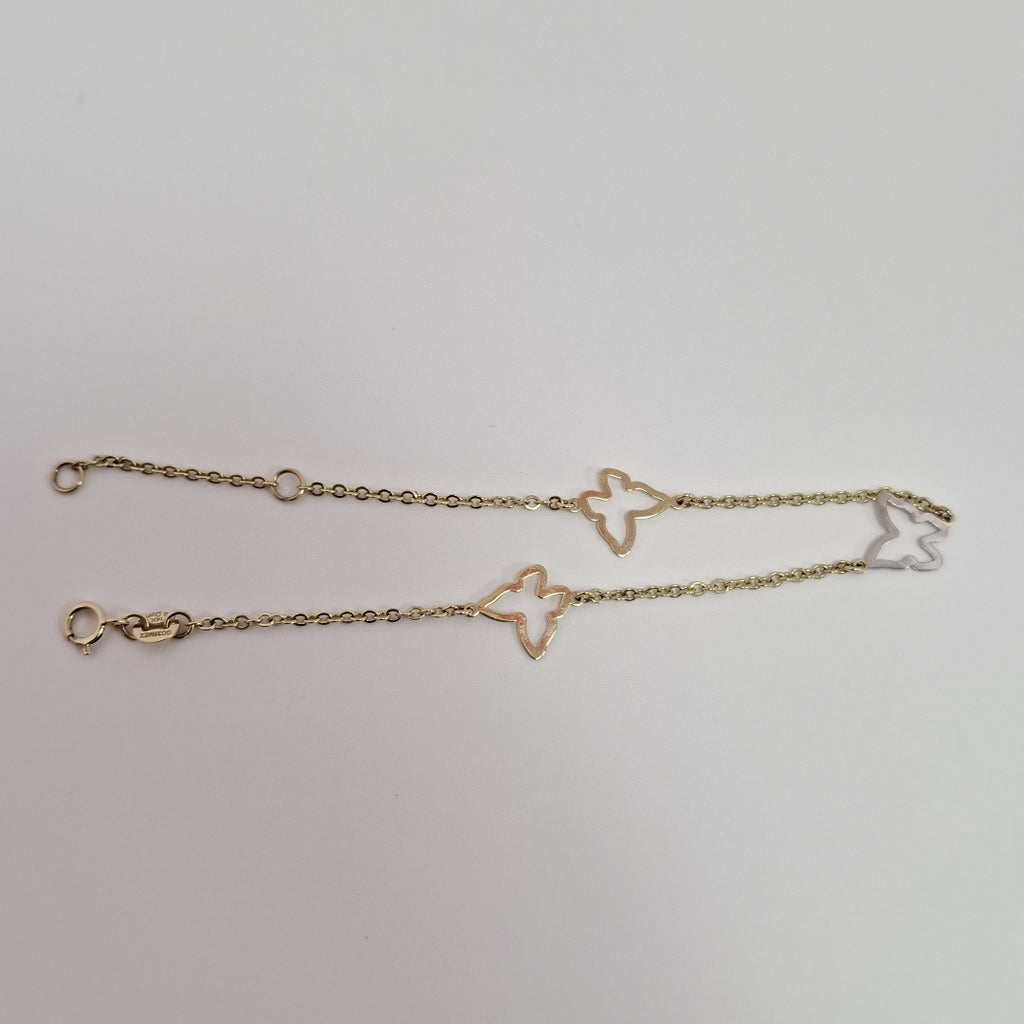 PULSERA ESPECIAL C MARIPOSAS 14K 18 CM 1.7 GR (NUEVO)