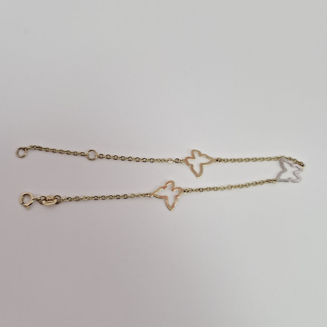 PULSERA ESPECIAL C MARIPOSAS 14K 18 CM 1.7 GR (NUEVO)