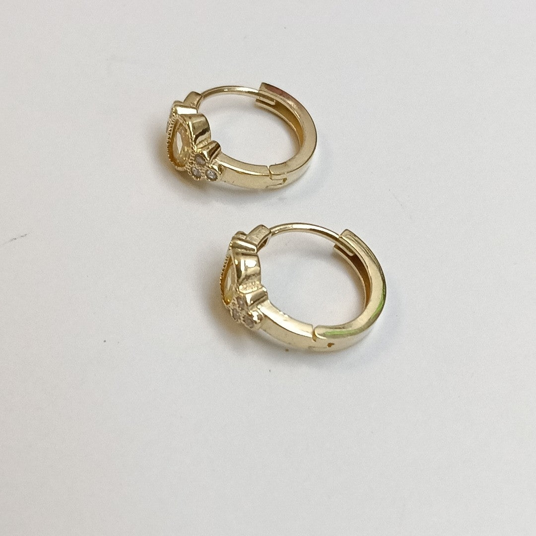ARETES ARRACADAS CON CIRCONIAS Y PDRAS COL 14K 3.3 GR (NUEVO)