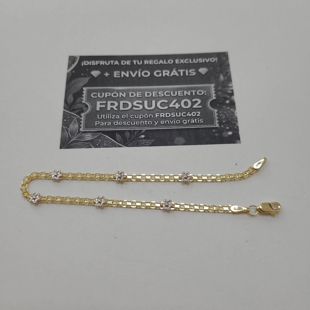 PULSERA ESPECIAL C FLORES 14K 18 CM 3 GR (NUEVO)