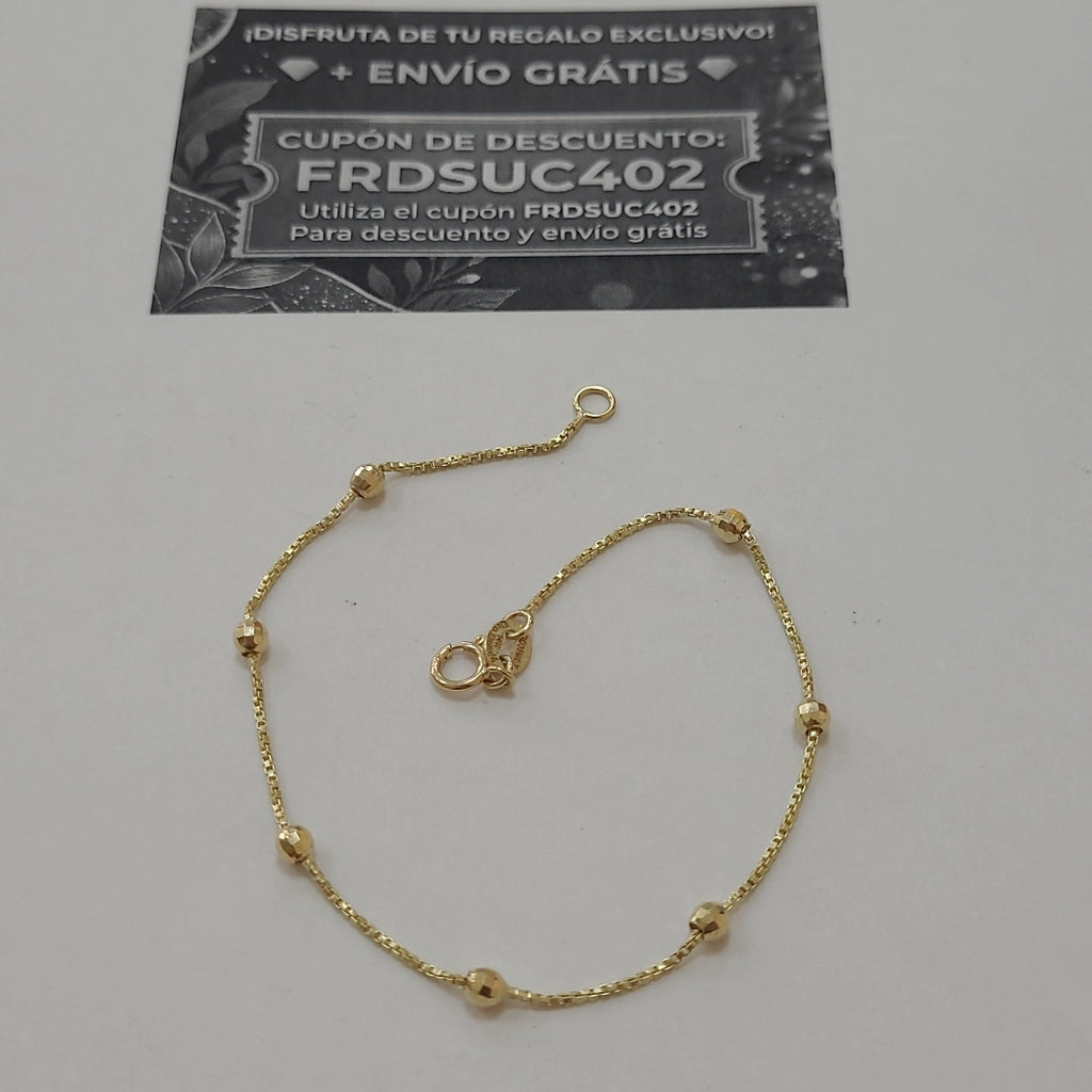PULSERA ESPECIAL CON BOLITAS 14K 18 CM 1.4 GR (NUEVO)