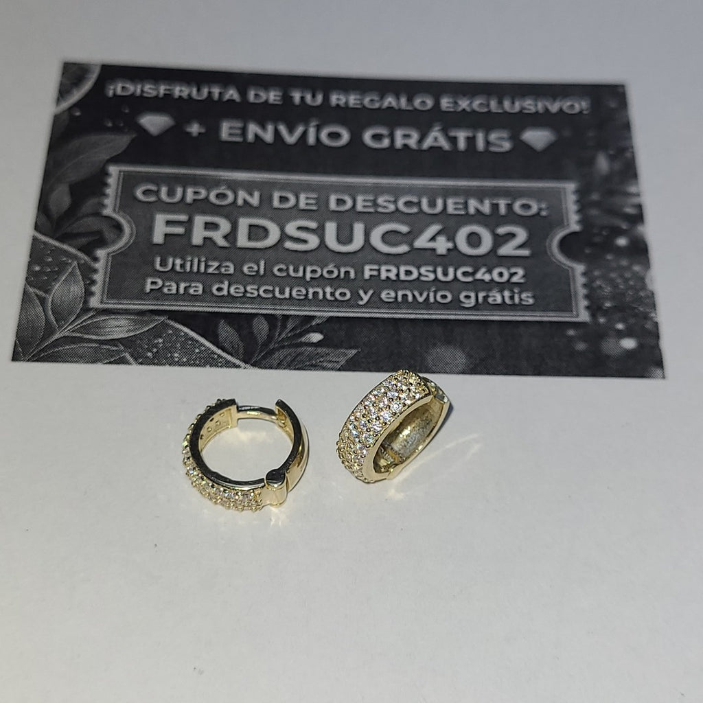 ARETES HUGGIE CON CIRCONIAS 14K 2 GR (NUEVO)