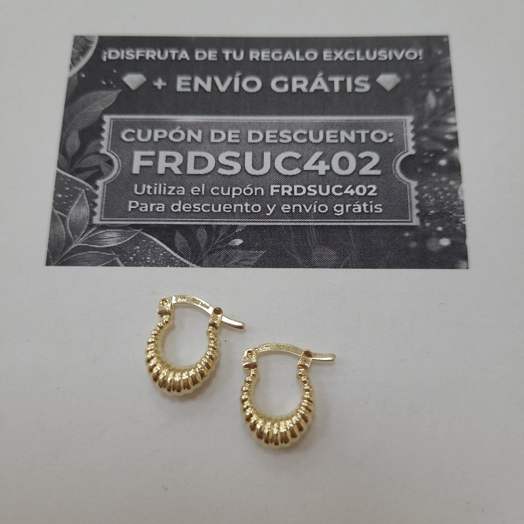 ARETES ARRACADA ESTRIADAS 14K 1.1 GR (NUEVO)