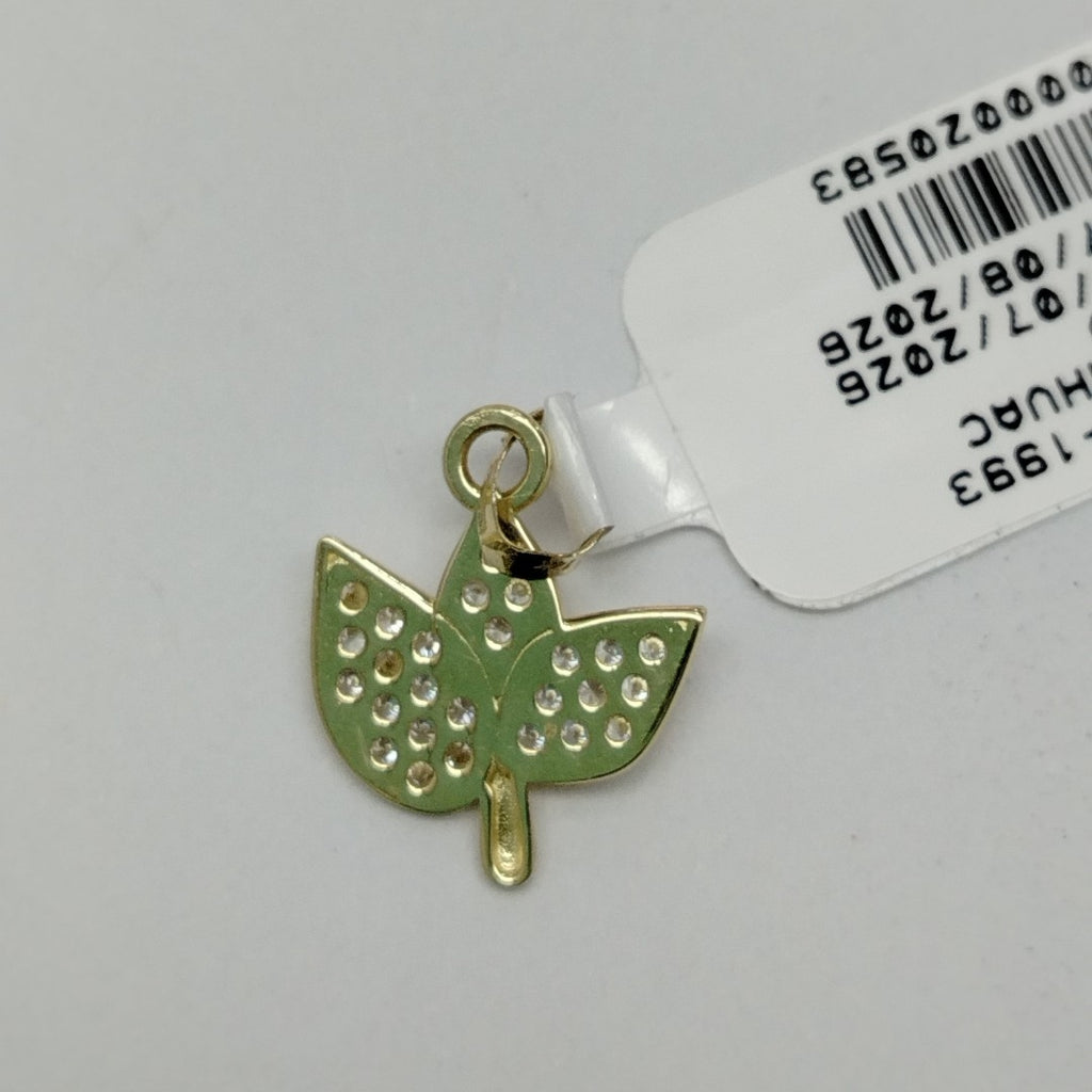 DIJE TEJIDO HOJAS CON CIRCONIAS 14K 0.9 GR (NUEVO)