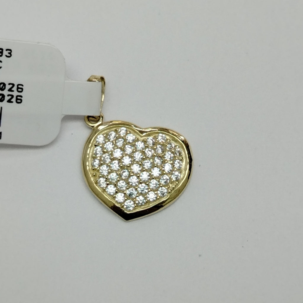 DIJE TEJIDO CORAZON CON CIRCONIAS 14K 1.8 GR (NUEVO)