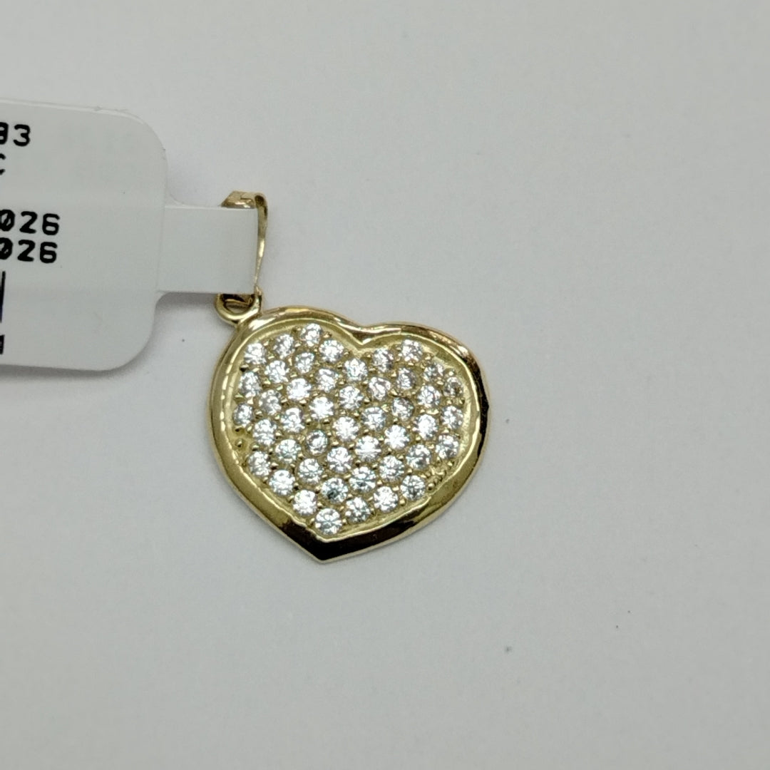 DIJE TEJIDO CORAZON CON CIRCONIAS 14K 1.8 GR (NUEVO)