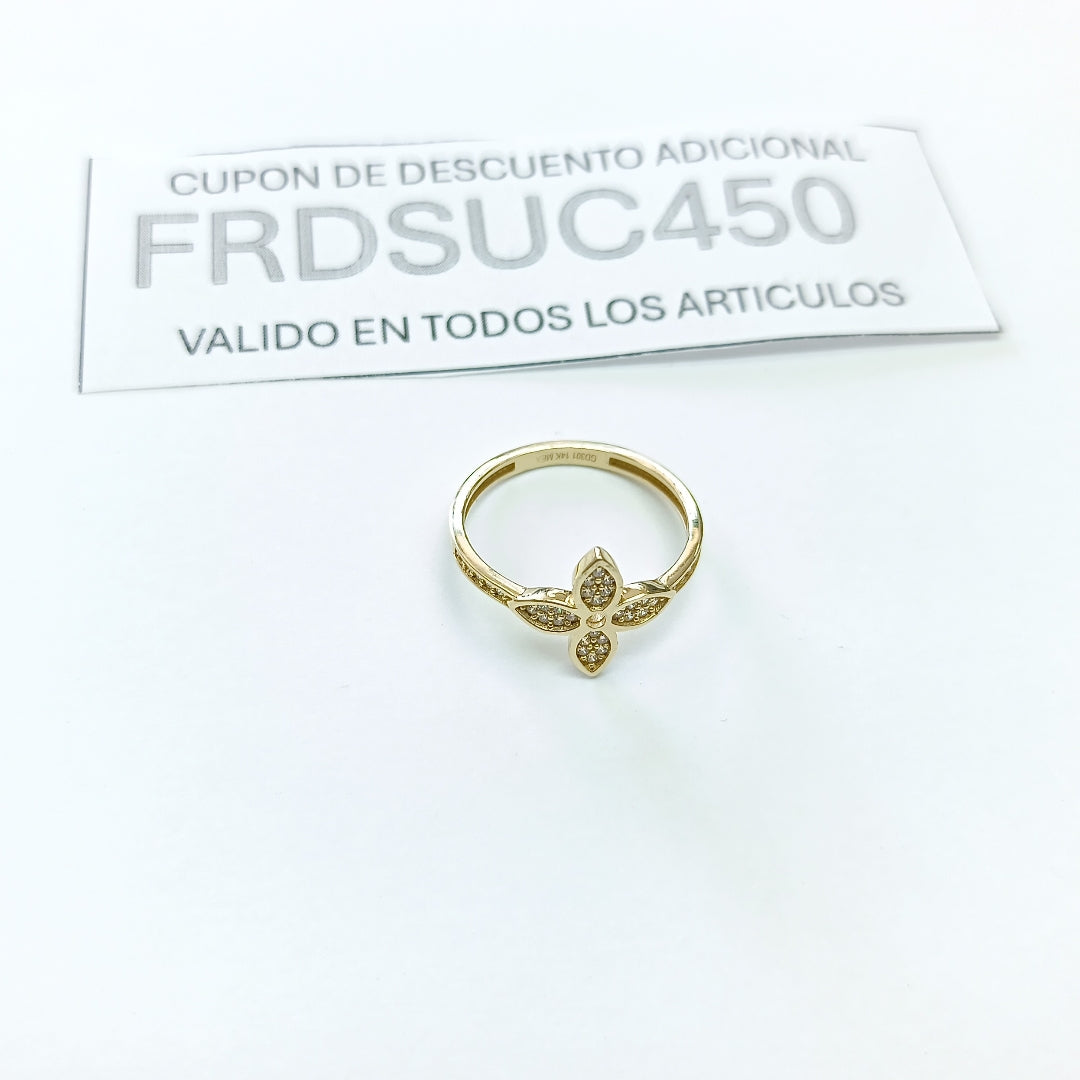ANILLO ANILLITO FLOR C CIRCONIAS 14K 7 TALLA 1.9 GR (NUEVO)