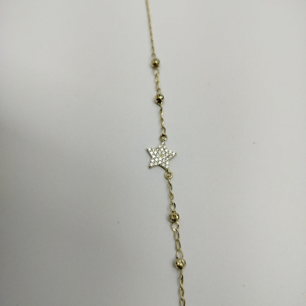 PULSERA ESPECIAL CON ESTRELLA Y CIRCONIAS 14K 18 CM 1.4 GR (NUEVO)