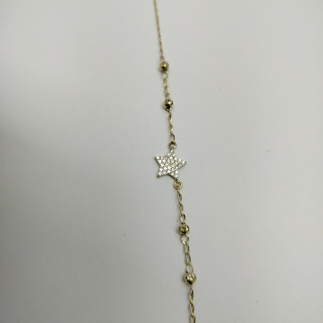 PULSERA ESPECIAL CON ESTRELLA Y CIRCONIAS 14K 18 CM 1.4 GR (NUEVO)