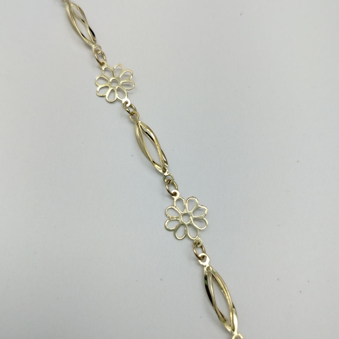 PULSERA ESPECIAL CON FLORES 14K 18 CM 2.8 GR (NUEVO)