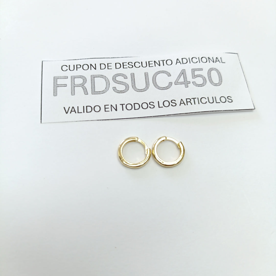 ARETES HUGGIES LISAS 14K 1.4 GR (NUEVO)