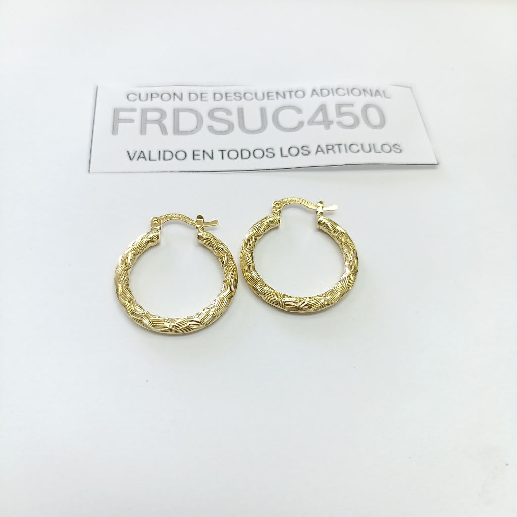 ARETES TEJIDO ARRACADA LABRADA 14K 2.8 GR (NUEVO)